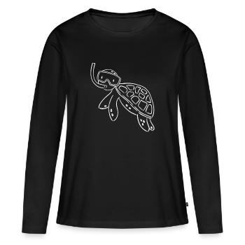 Schildkröte Schnorcheln - Frauen Premium Bio Langarmshirt - Schwarz - Vorne - Julia (174cm)