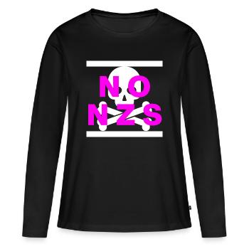 PAS DE NZS, PLUS JAMAIS, D’ANTIFASCISME, PAS D’AFD PINK - T-shirt manches longues Premium bio Femme - noir - Devant - Julia (174cm)