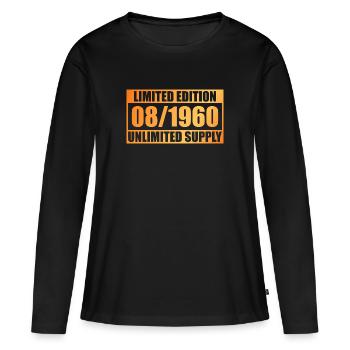 66e anniversaire Édition Limitée - ꝏ Fourniture 08/1960 - T-shirt manches longues Premium bio Femme - noir - Devant - Julia (174cm)
