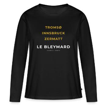 Le Bleymard Lozère - Tromso - Innsbruck - Zermatt - T-shirt manches longues Premium bio Femme - noir - Devant - Julia (174cm)