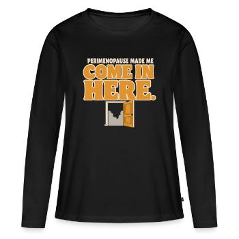 Cadeau de la quarantaine de la périménopause, brouillard cérébral, ménopause - T-shirt manches longues Premium bio Femme - noir - Devant - Julia (174cm)