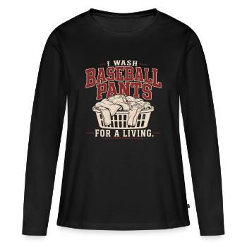 Mère du baseball, mère du softball, pantalon blanc, - T-shirt manches longues Premium bio Femme - noir - Devant - Julia (174cm)