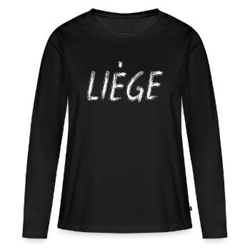 Liege City Brush Script - T-shirt manches longues Premium bio Femme - noir - Devant - Julia (174cm)