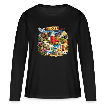Plage de Texel & Amis Animaux - T-shirt manches longues Premium bio Femme - noir - Devant - Julia (174cm)