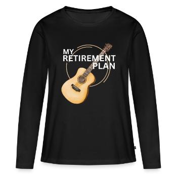 Guitare : mon plan de retraite : cadeau musical drôle - T-shirt manches longues Premium bio Femme - noir - Devant - Julia (174cm)