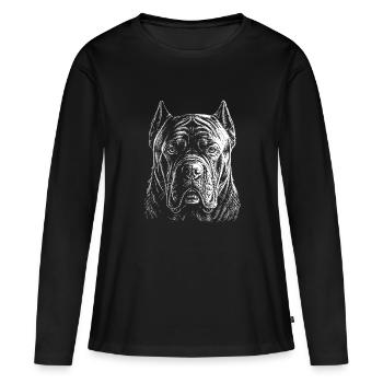 Portrait de Cane Corso Art du mastiff italien - T-shirt manches longues Premium bio Femme - noir - Devant - Julia (174cm)