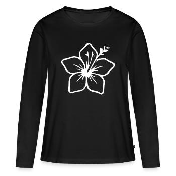 Red Hibiscus Blossoms Design Vacances d’été à Hawaï - T-shirt manches longues Premium bio Femme - noir - Devant - Julia (174cm)