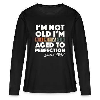 Vintage 1986 Vintage Cadeau d’anniversaire Rétro - T-shirt manches longues Premium bio Femme - noir - Devant - Julia (174cm)