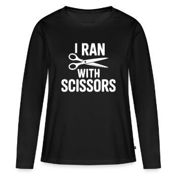 J’ai couru avec des ciseaux - T-shirt manches longues Premium bio Femme - noir - Devant - Julia (174cm)