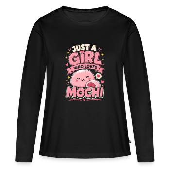 Une seule fille aime le mochi - T-shirt manches longues Premium bio Femme - noir - Devant - Julia (174cm)