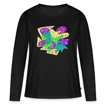 Explosion abstraite de couleurs éclaboussures de paillettes - T-shirt manches longues Premium bio Femme - noir - Devant - Julia (174cm)