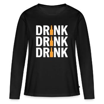 BOISSER, BUVER, BOIRE Motif de fête drôle Pour - T-shirt manches longues Premium bio Femme - noir - Devant - Julia (174cm)