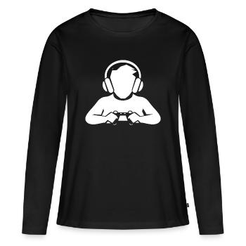 Sketch du jeu - T-shirt manches longues Premium bio Femme - noir - Devant - Julia (174cm)