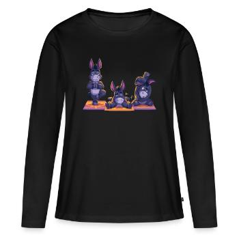 Yoga Âne Savasana Namasté Humour - T-shirt manches longues Premium bio Femme - noir - Devant - Julia (174cm)