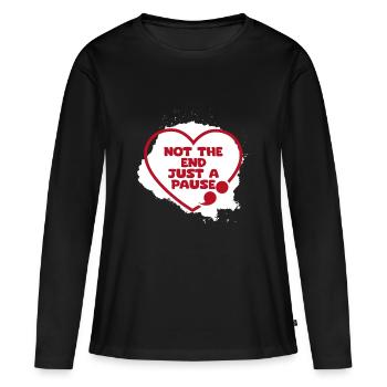 Point-virgule : pause Point-virgule - T-shirt manches longues Premium bio Femme - noir - Devant - Julia (174cm)