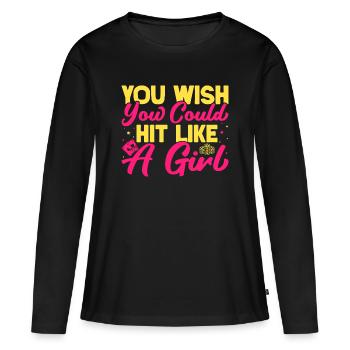 Fan de jeux d’argent que vous aimeriez toucher comme une fille au casino - T-shirt manches longues Premium bio Femme - noir - Devant - Julia (174cm)
