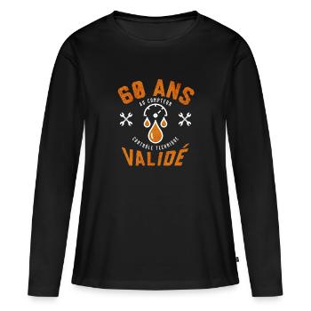 60 Ans au Compteur Validé - cadeau papa - senior - T-shirt manches longues Premium bio Femme - noir - Devant - Julia (174cm)