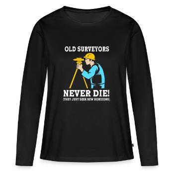Géomètre - T-shirt manches longues Premium bio Femme - noir - Devant - Julia (174cm)