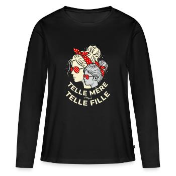 Telle Mère Telle Fille Rétro Bandana - T-shirt manches longues Premium bio Femme - noir - Devant - Julia (174cm)