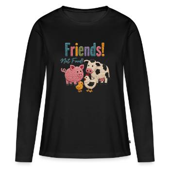 Friends Not Food – Mignons animaux au crochet | Veggie & Vega - T-shirt manches longues Premium bio Femme - noir - Devant - Julia (174cm)
