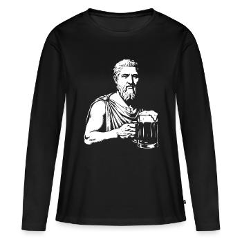 Ancien Sage avec une chope de bière - T-shirt manches longues Premium bio Femme - noir - Devant - Julia (174cm)