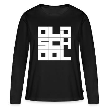Logo géométrique Oldschool - T-shirt manches longues Premium bio Femme - noir - Devant - Julia (174cm)