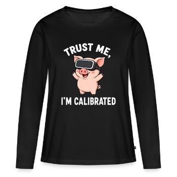 Joueur de bande dessinée Pig Farmer - T-shirt manches longues Premium bio Femme - noir - Devant - Julia (174cm)