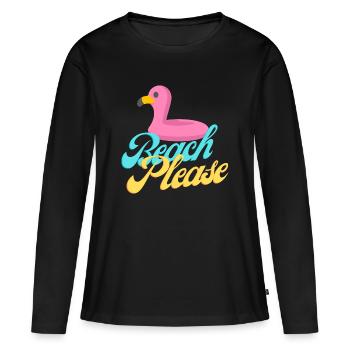 T-shirt rétro Beach Please Flamingo - T-shirt manches longues Premium bio Femme - noir - Devant - Julia (174cm)