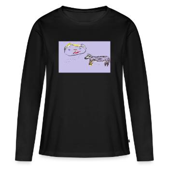 La place était vide, pourtant le chien refusait de partir - T-shirt manches longues Premium bio Femme - noir - Devant - Julia (174cm)
