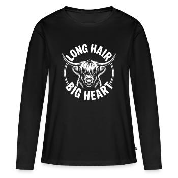 Hautes terres bovins des Highlands - T-shirt manches longues Premium bio Femme - noir - Devant - Julia (174cm)