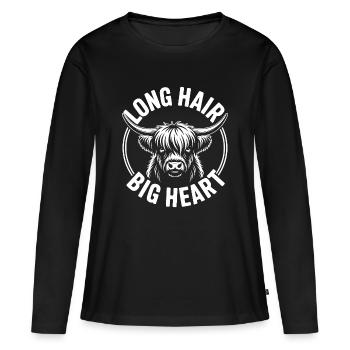 Hautes terres bovins des Highlands - T-shirt manches longues Premium bio Femme - noir - Devant - Julia (174cm)