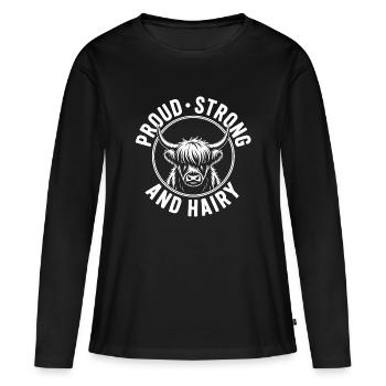 Highland Kuh Pride - Frauen Premium Bio Langarmshirt - Schwarz - Vorne - Julia (174cm)