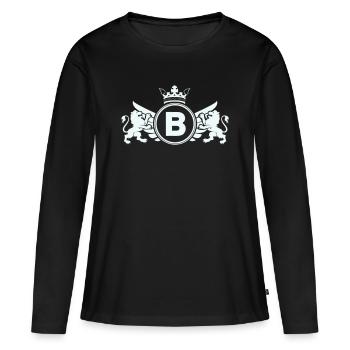Blason impérial avec couronne de lion - T-shirt manches longues Premium bio Femme - noir - Devant - Julia (174cm)
