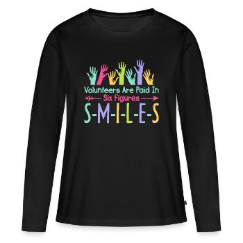 Reconnaissance des bénévoles Sourires à six chiffres - T-shirt manches longues Premium bio Femme - noir - Devant - Julia (174cm)