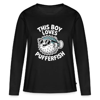 Expressions du poisson-globe : Cadeau amusant du poisson-globe - T-shirt manches longues Premium bio Femme - noir - Devant - Julia (174cm)