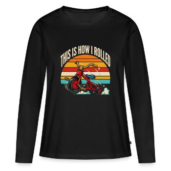 C’est ainsi que j’ai créé la nostalgie rétro du tricycle - T-shirt manches longues Premium bio Femme - noir - Devant - Julia (174cm)
