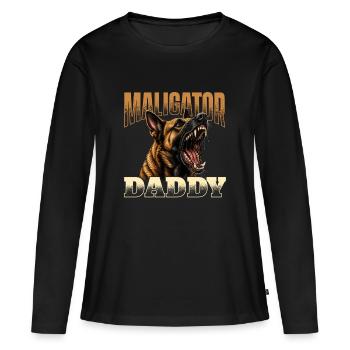 Papa malligator Papa Malinois Belge - T-shirt manches longues Premium bio Femme - noir - Devant - Julia (174cm)