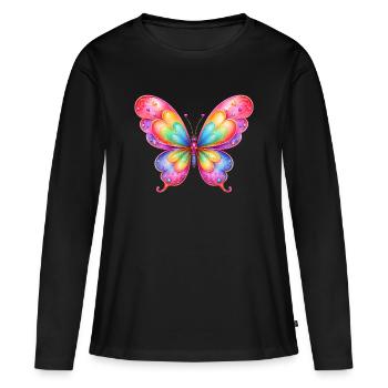 Illustration de papillon fantastique - T-shirt manches longues Premium bio Femme - noir - Devant - Julia (174cm)