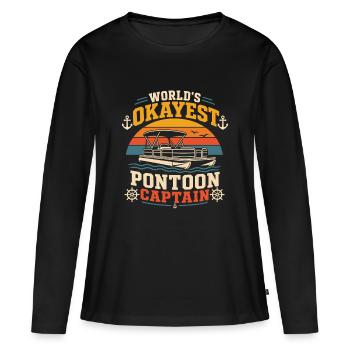 Citation du capitaine de ponton le plus correct du monde sur le bateau - T-shirt manches longues Premium bio Femme - noir - Devant - Julia (174cm)