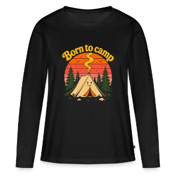 Né dans la tente mignonne du coucher de soleil rétro des années 70 - T-shirt manches longues Premium bio Femme - noir - Devant - Julia (174cm)