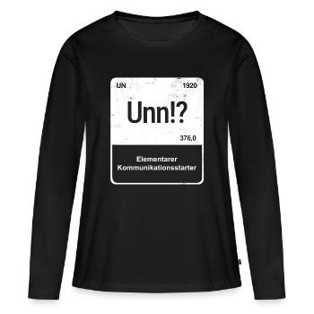 Unn!? - Saarländisch für Profis!  - Frauen Premium Bio Langarmshirt - Schwarz - Vorne - Julia (174cm)