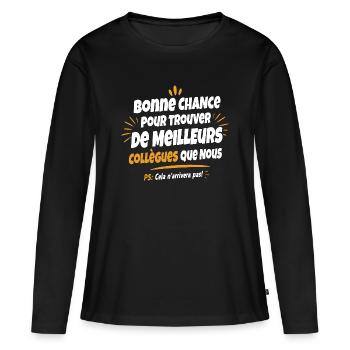 T-shirt Humour Collègues de Travail - T-shirt manches longues Premium bio Femme - noir - Devant - Julia (174cm)