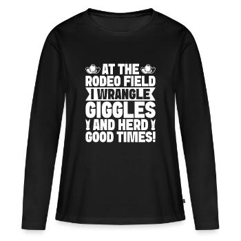 Rires à cheval de rodéo et bons moments de troupeau - T-shirt manches longues Premium bio Femme - noir - Devant - Julia (174cm)
