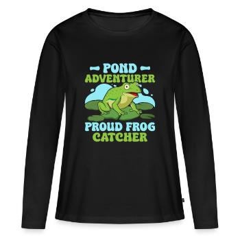 Attrape-grenouilles, Étang Aventurier Fier Grenouille - T-shirt manches longues Premium bio Femme - noir - Devant - Julia (174cm)