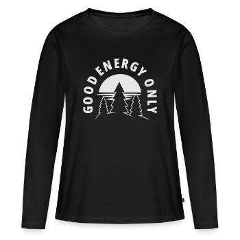 Bonne énergie uniquement – Art nature minimaliste - T-shirt manches longues Premium bio Femme - noir - Devant - Julia (174cm)