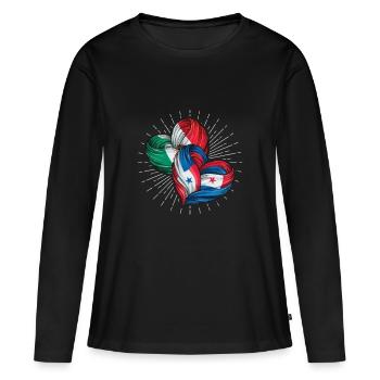 Amitié entre le Mexique et le Panama - T-shirt manches longues Premium bio Femme - noir - Devant - Julia (174cm)