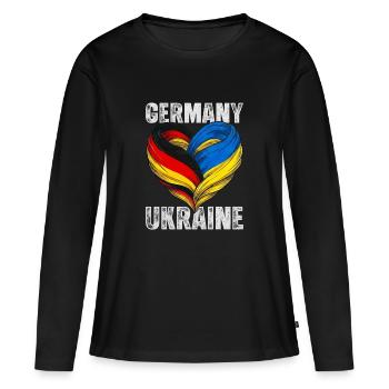 Cœur de l’Allemagne et de l’Ukraine - T-shirt manches longues Premium bio Femme - noir - Devant - Julia (174cm)