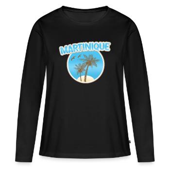 Plage de la Martinique - T-shirt manches longues Premium bio Femme - noir - Devant - Julia (174cm)