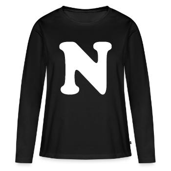 Imprimé grand N Style | Lettre N | N Logo - T-shirt manches longues Premium bio Femme - noir - Devant - Julia (174cm)