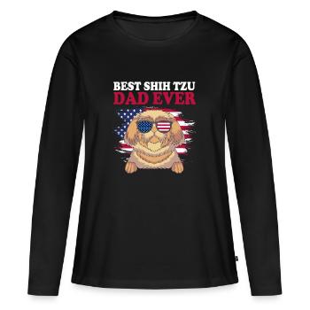 Shih Tzu - T-shirt manches longues Premium bio Femme - noir - Devant - Julia (174cm)